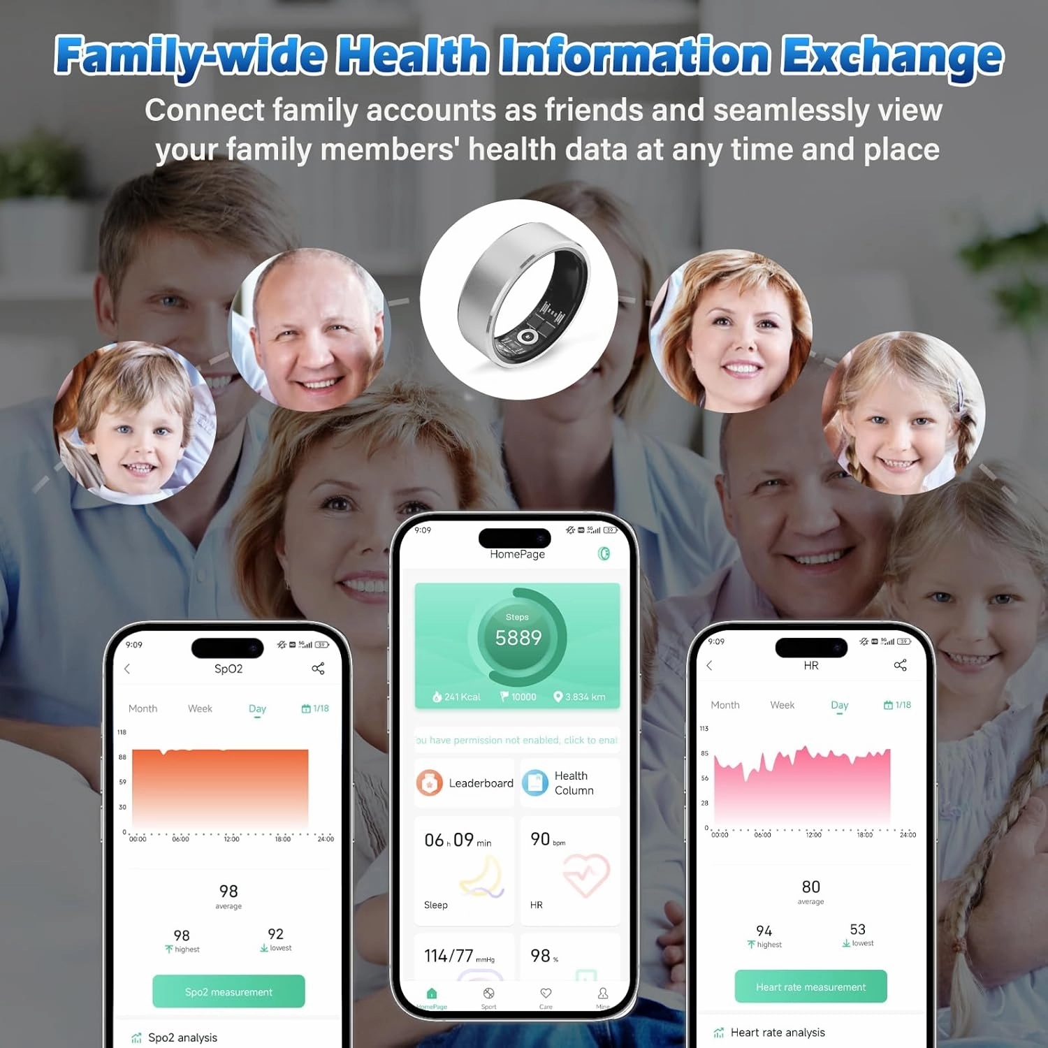 Smart Ring Health Fitness Tracker for Women Men