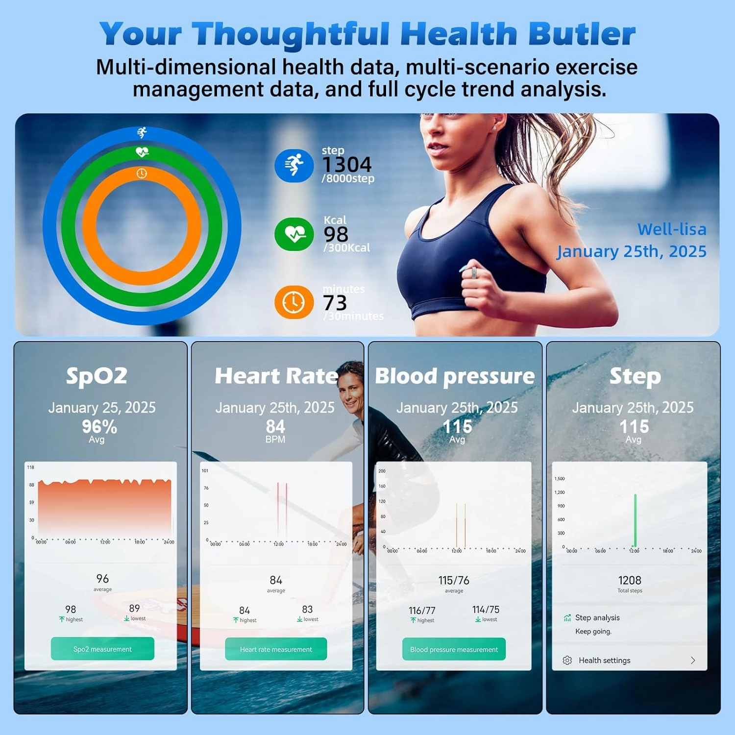 Smart Ring Health Fitness Tracker for Women Men