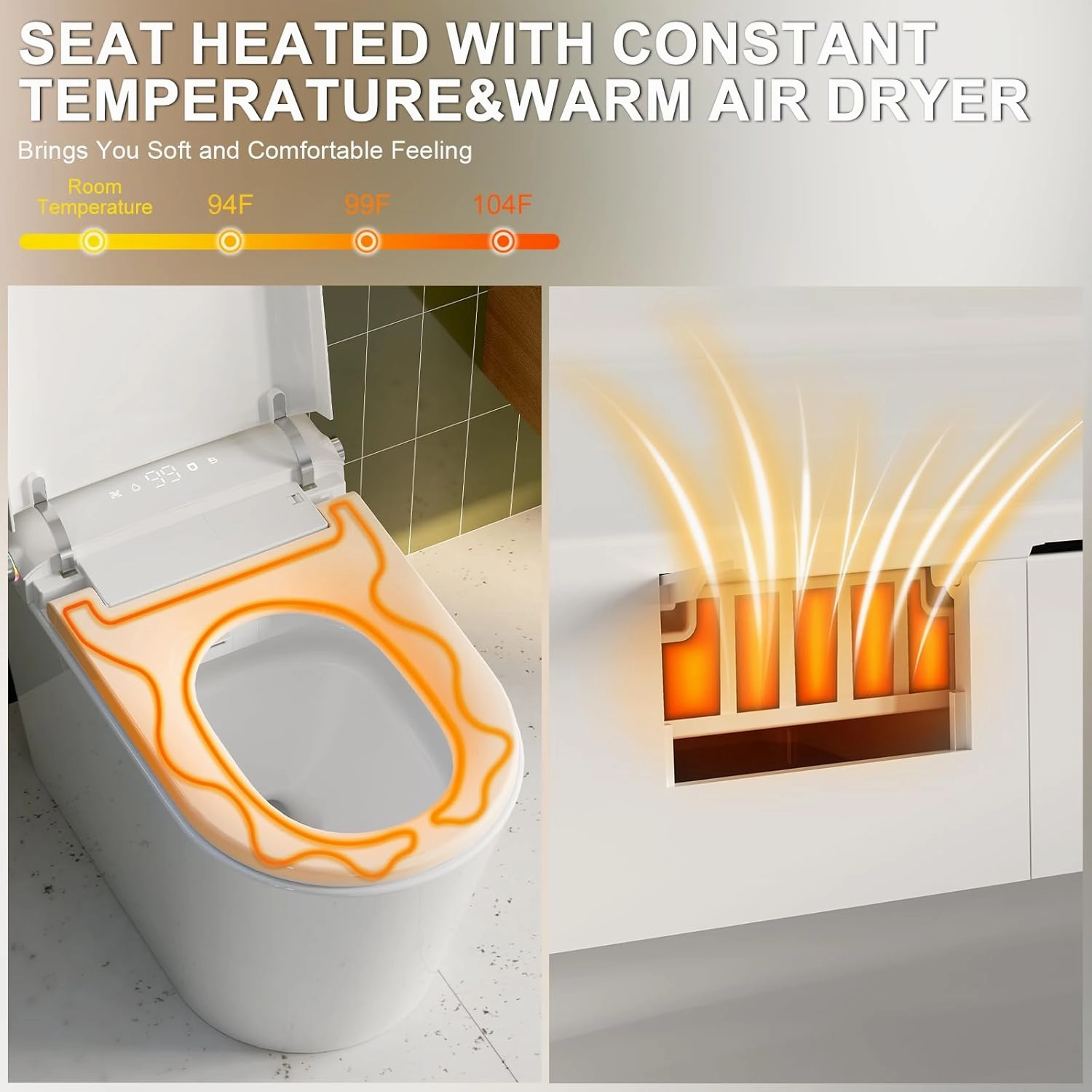 Smart Toilet with Bidet Built in, Heated Bidet, Auto Open/Close Lid, Foot Sensor Operation, Instant Warm Water (ST-H01 ● Tankless/Foot Sensor Operation)