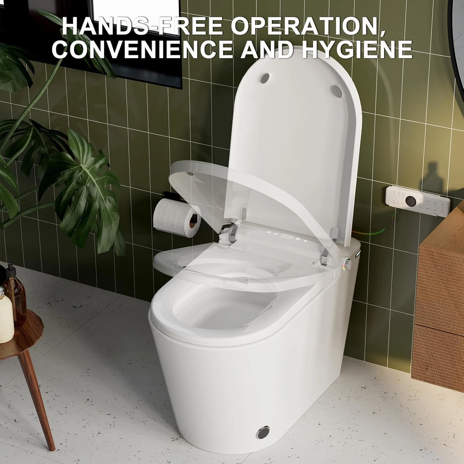 Smart Toilet with Bidet Built in, Heated Bidet, Auto Open/Close Lid, Foot Sensor Operation, Instant Warm Water (ST-H01 ● Tankless/Foot Sensor Operation)