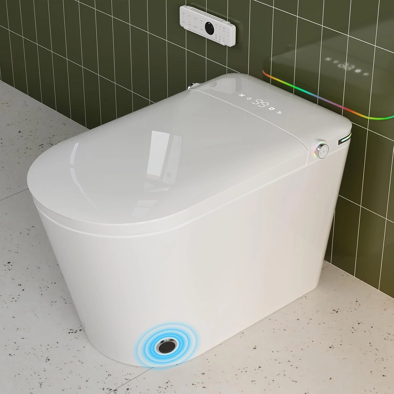Smart Toilet with Bidet Built in, Heated Bidet, Auto Open/Close Lid, Foot Sensor Operation, Instant Warm Water (ST-H01 ● Tankless/Foot Sensor Operation)