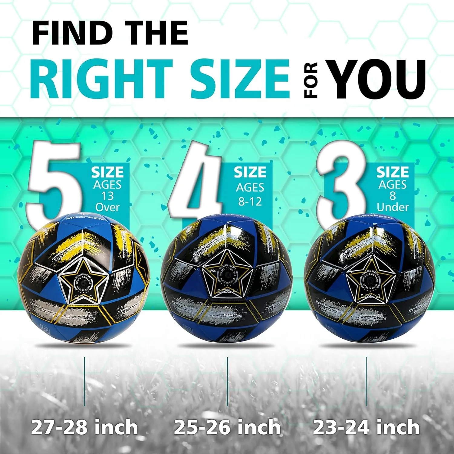 Soccer Ball Size 5&Size 3 for Youth and Adults,Indoor Training Practice Soccer Ball,Gift Idea for Kid with 1 Pump 1 Net Bag and 2 Needle