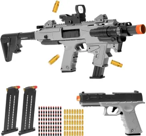 Soft Bullet Toy Gun Blaster, Realistic Toy Dart Hand Gun Soft Bullet Pistol Foam Shell ejecting Blasters, with 2 Clips & 80 Foam Bullets, Gifts for Boys Girls Adults Age 8 