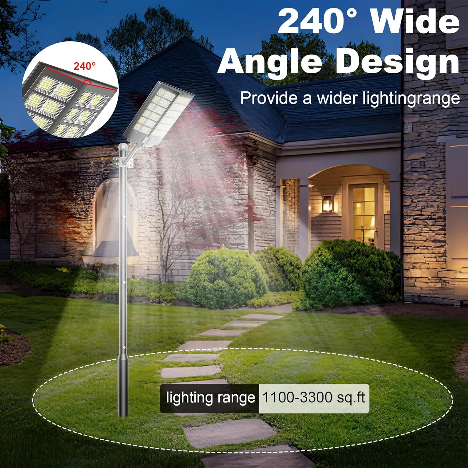 Solar Street Light Dusk to Dawn 6000W, 600000LM, 7000K Brightness, IP67 Waterproof, Motion Sensor, Lights Outdoor Street Light for Security and Safety (6000W-4Pack)