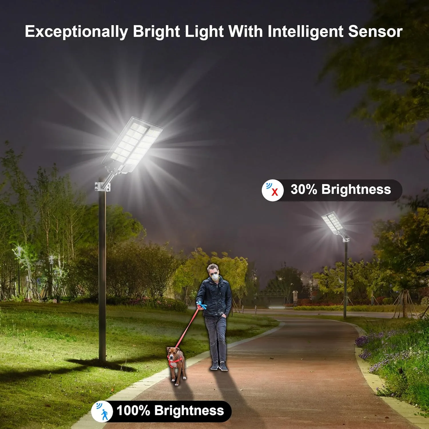 Solar Street Light Dusk to Dawn 6000W, 600000LM, 7000K Brightness, IP67 Waterproof, Motion Sensor, Lights Outdoor Street Light for Security and Safety (6000W-4Pack)