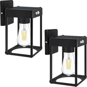 Solar Wall Lanterns Outdoor, Teilybao Sconce Lights with 3200K Warm Bulb & 6500K White Bulb, Solar Wall Lights Waterproof with Clear Panel & 3 Lighting Modes for Garage Porch Patio Yard (2)