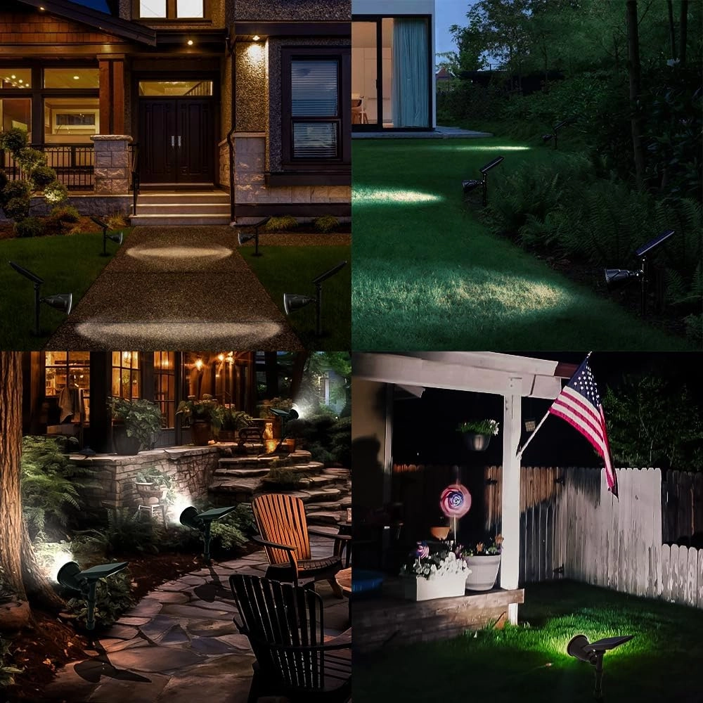 Solar Spot Lights Outdoor, 18 LED Bright Solar Powered Lights Outdoor Waterproof IP65 with 2 Modes Auto On/Off Landspace Flood Light for Flag Pole Palm Tree Sign Statue Garden Yard Patio (2 Pack)