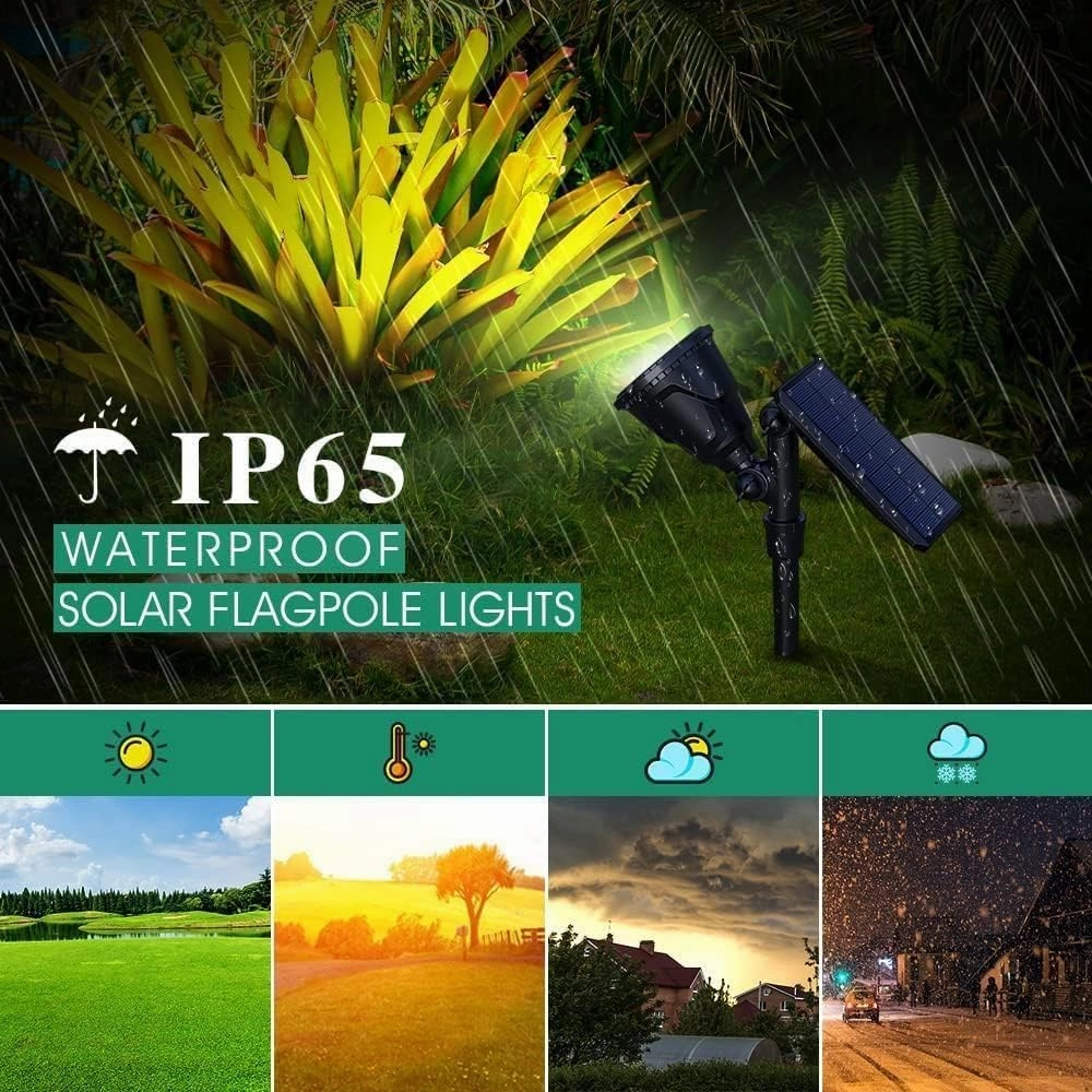 Solar Spot Lights Outdoor, 18 LED Bright Solar Powered Lights Outdoor Waterproof IP65 with 2 Modes Auto On/Off Landspace Flood Light for Flag Pole Palm Tree Sign Statue Garden Yard Patio (2 Pack)
