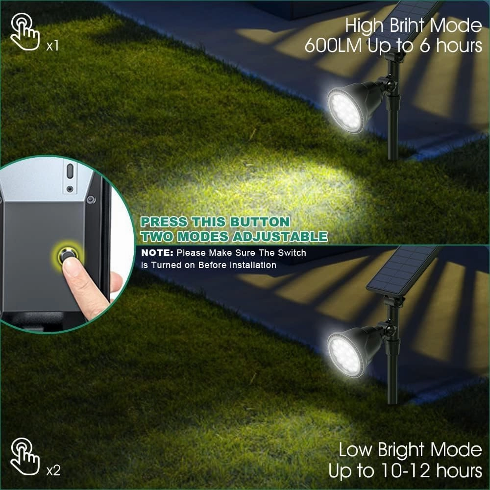Solar Spot Lights Outdoor, 18 LED Bright Solar Powered Lights Outdoor Waterproof IP65 with 2 Modes Auto On/Off Landspace Flood Light for Flag Pole Palm Tree Sign Statue Garden Yard Patio (2 Pack)