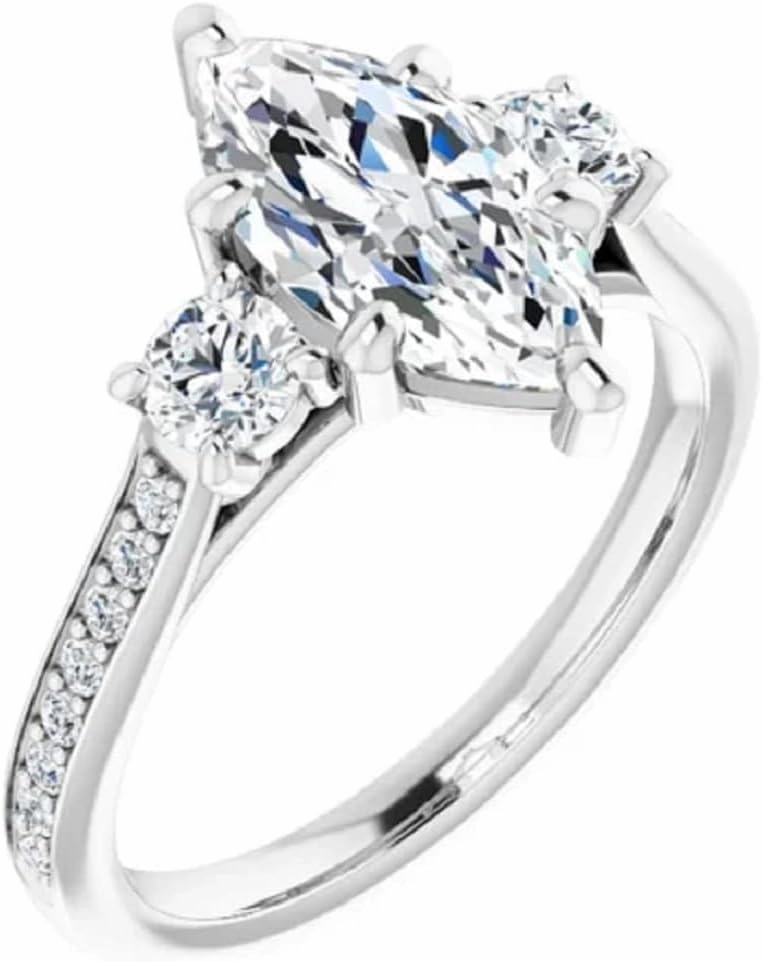 Solitaire Moissanite Engagement Ring1-3 CT Marquise Cut Moissanite Diamond Bridal Wedding Ring Set for Women, VVS1 Colorless, 10K 14K 18K Solid Gold, 925 Silver