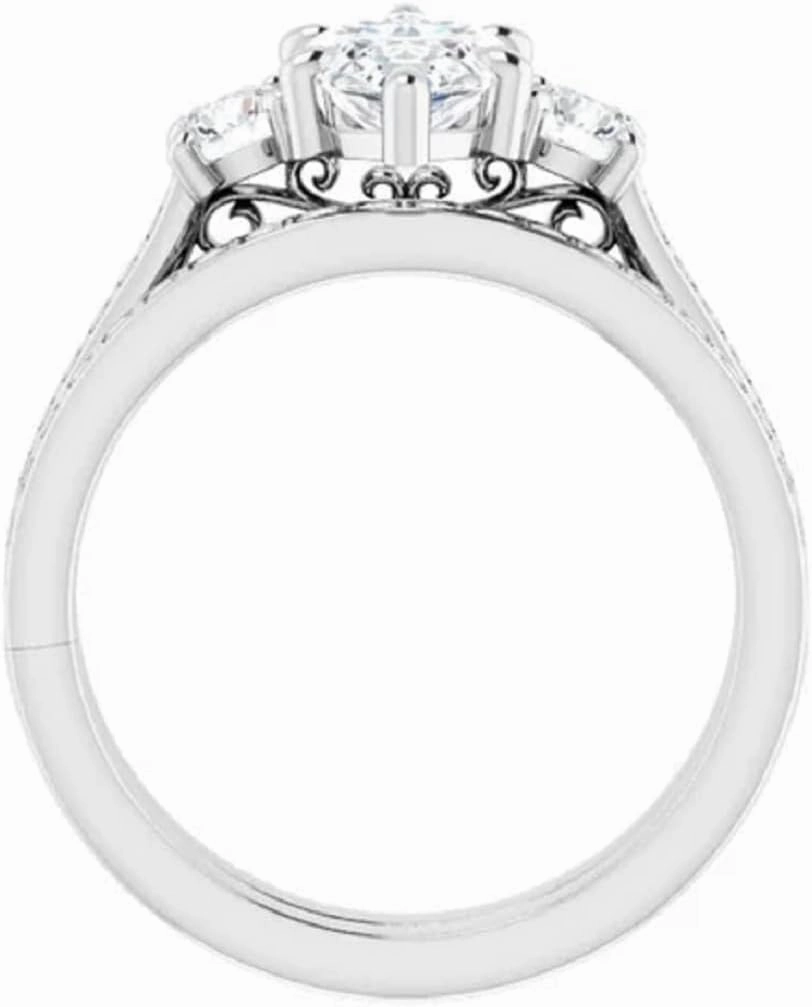 Solitaire Moissanite Engagement Ring1-3 CT Marquise Cut Moissanite Diamond Bridal Wedding Ring Set for Women, VVS1 Colorless, 10K 14K 18K Solid Gold, 925 Silver