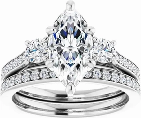 Solitaire Moissanite Engagement Ring1-3 CT Marquise Cut Moissanite Diamond Bridal Wedding Ring Set for Women, VVS1 Colorless, 10K 14K 18K Solid Gold, 925 Silver