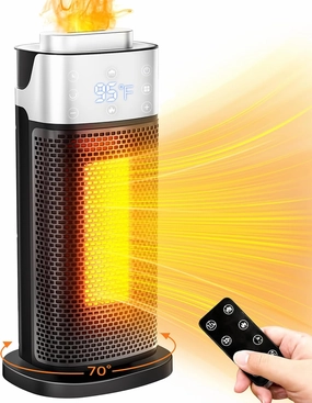 Space Heaters for Indoor Use, Staholz 3-in-1 Electric Heater with Humidifier with 3D Flame Ambient Light, 1500W Portable Heater with Thermostat, Remote, 12H Timer for Office Bedroom