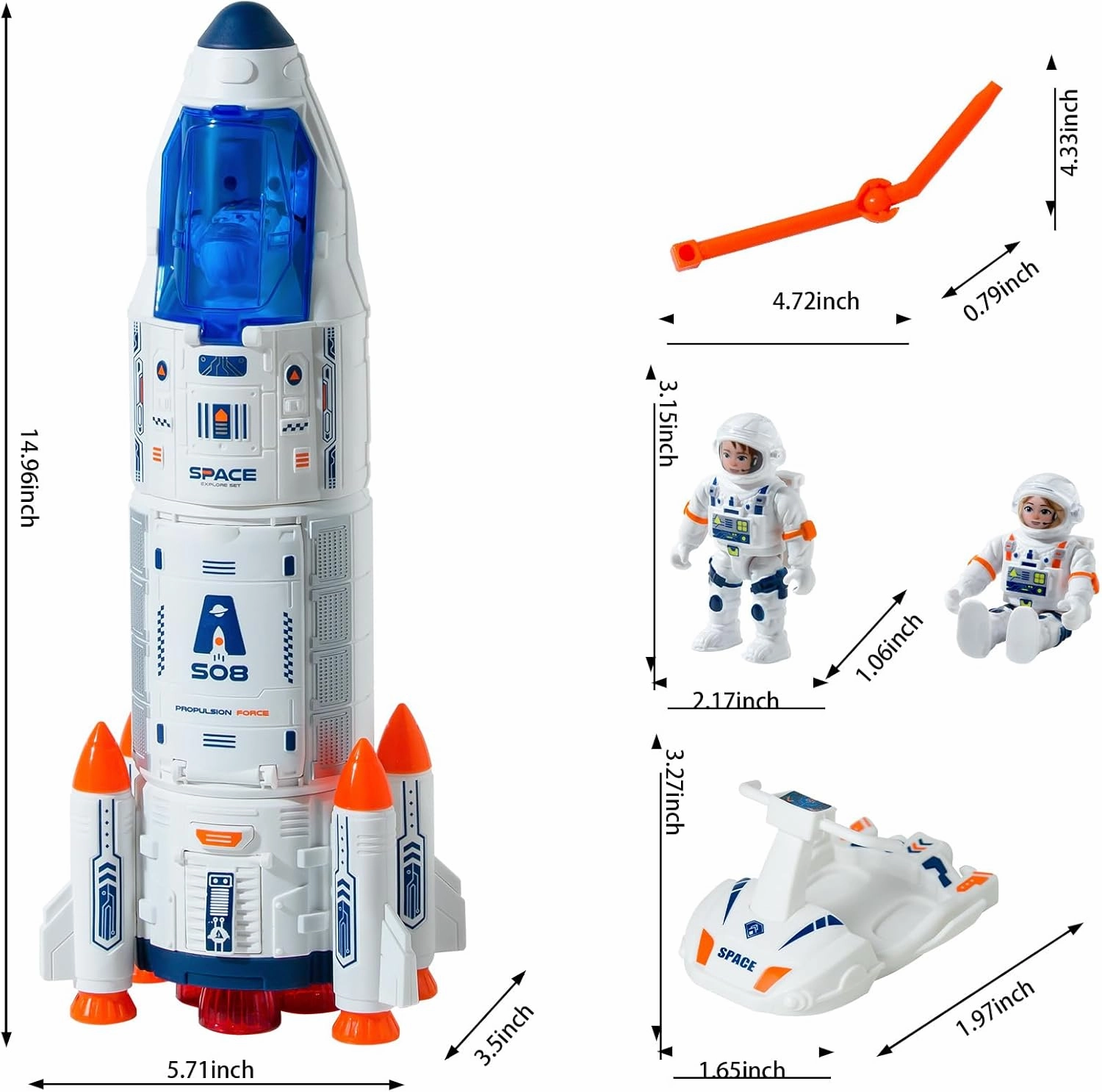 Space Shuttle Rocket Ship - Lights Up, Blast Off Sounds, Astronaut & Space Adventure Toys, Kids Science Educational
