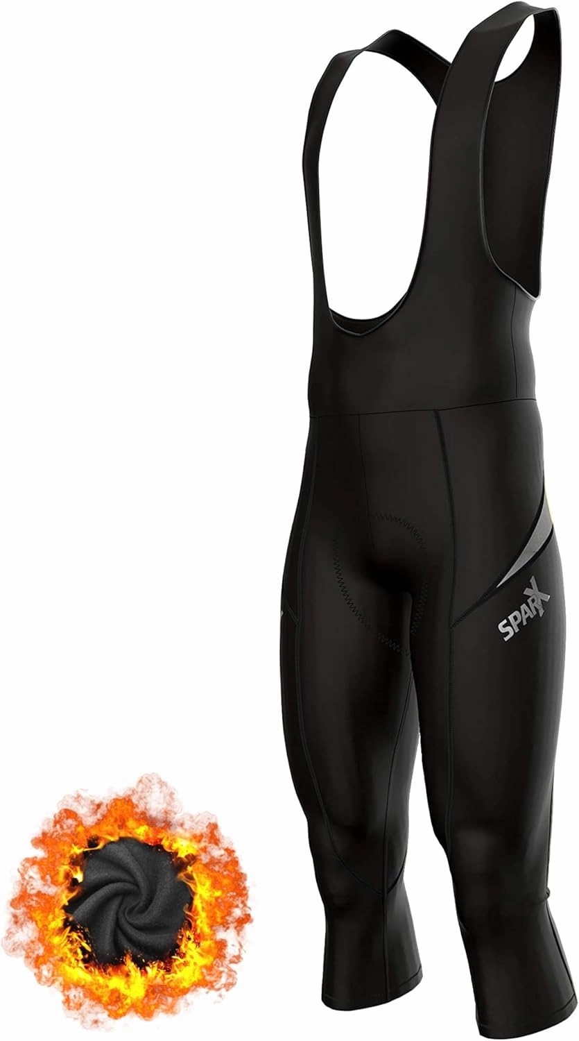 Sparx Men's Elite Super Roubaix Thermal Cycling 3/4 Bib Tights Bib Knicker Coolmax Padded