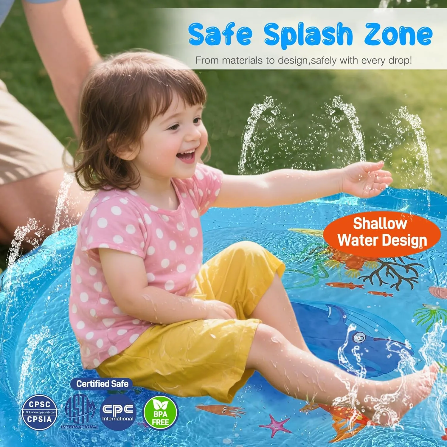 Splash Pad Sprinkler for Kids, 59" Light Up Splash Pads for Toddlers Outside Water Pad, Summer Outdoor Toys Sprinkler Play Mat for Babies, Children and Dogs, Day & Night Backyard Water Toys Gifts