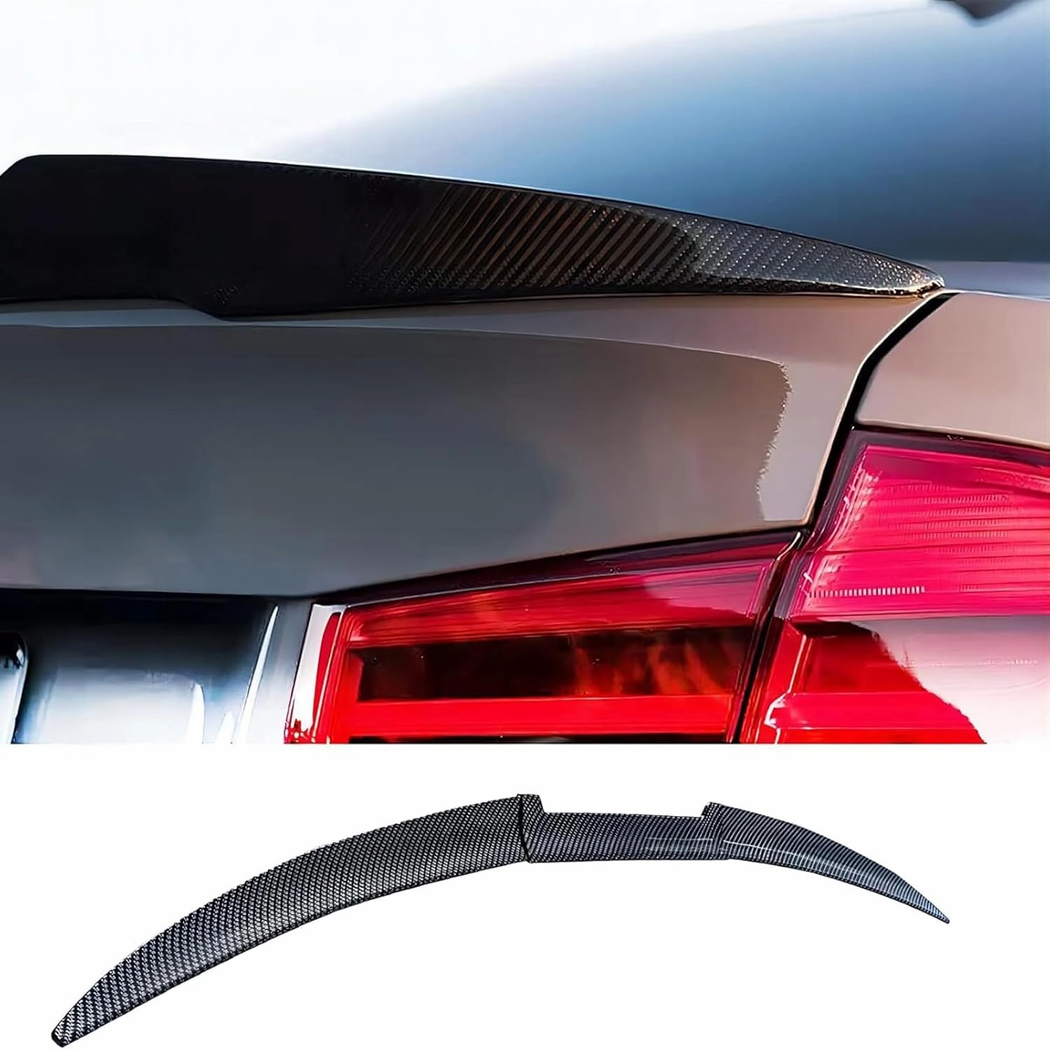 Spoiler for Daewoo Nexia (KLETN, Facelift 2008) 2008 2009 2010 2011 2012 2013, Car Spoiler Waterproof Durable Anti-Collision Easy to Install Car Accessories,Carbon Fiber