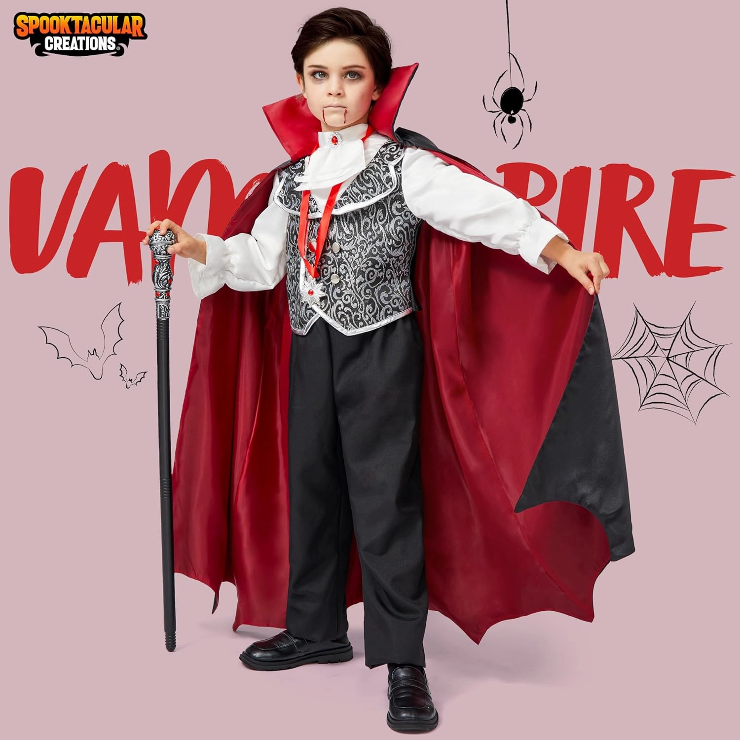 Spooktacular Creations Halloween Gothic Vampire Costume Deluxe Set for Boys, Kids Halloween Party, Dress Up