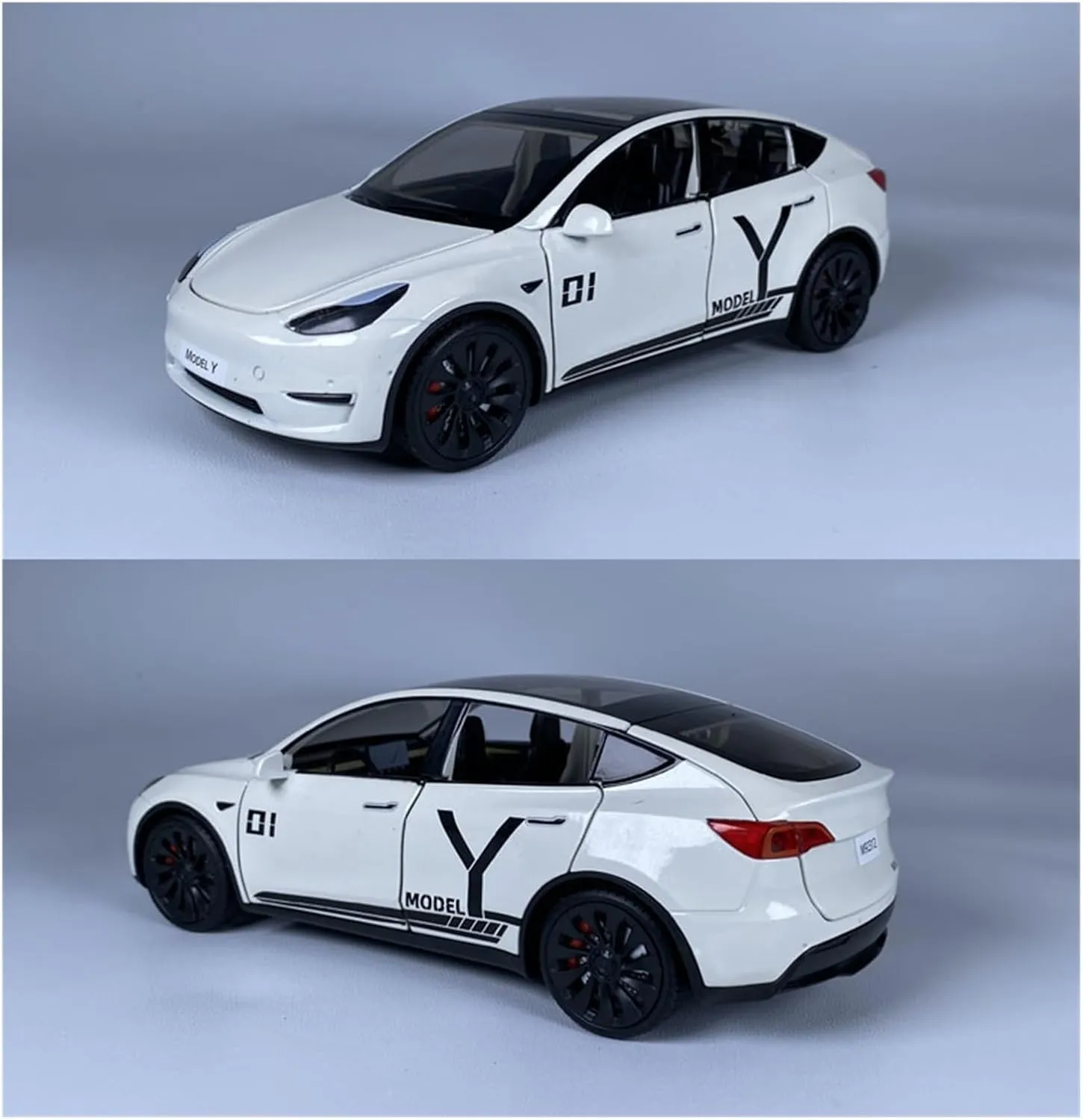 Sports car Metal Model 1:24 for Tesla Ya Model Car Simulation Alloy Ornaments Toy Adult Collection Garage Scene Display for Home Décor(White2)