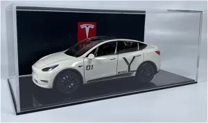 Sports car Metal Model 1:24 for Tesla Ya Model Car Simulation Alloy Ornaments Toy Adult Collection Garage Scene Display for Home Décor(White2)
