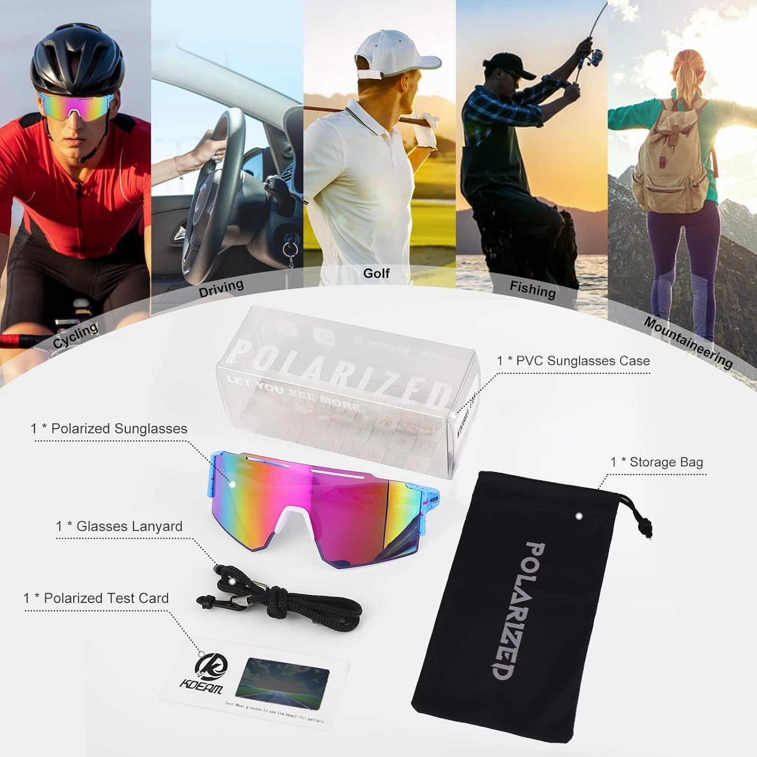 Sports Polarized Sunglasses for Women Men, UV400 Cycling Goggles Baseball Running Fishing Outdoor Windproof Eyewear
