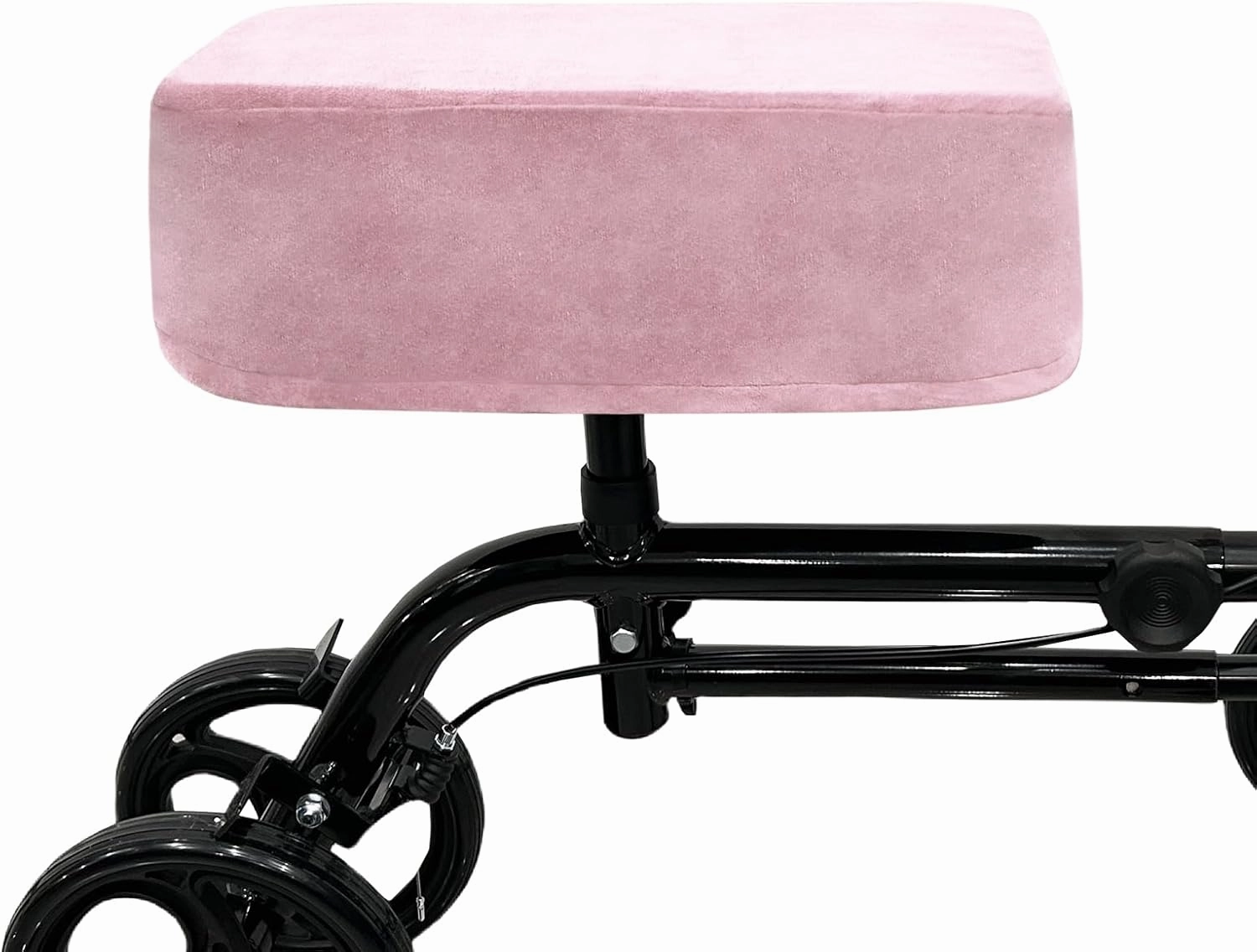 SPRING SEAON Knee Scooter Cushion - Universal Fit Knee Scooter Pad with Thick Memory Foam, Removable Pink Cover, Non-Slip Fabric for Adults
