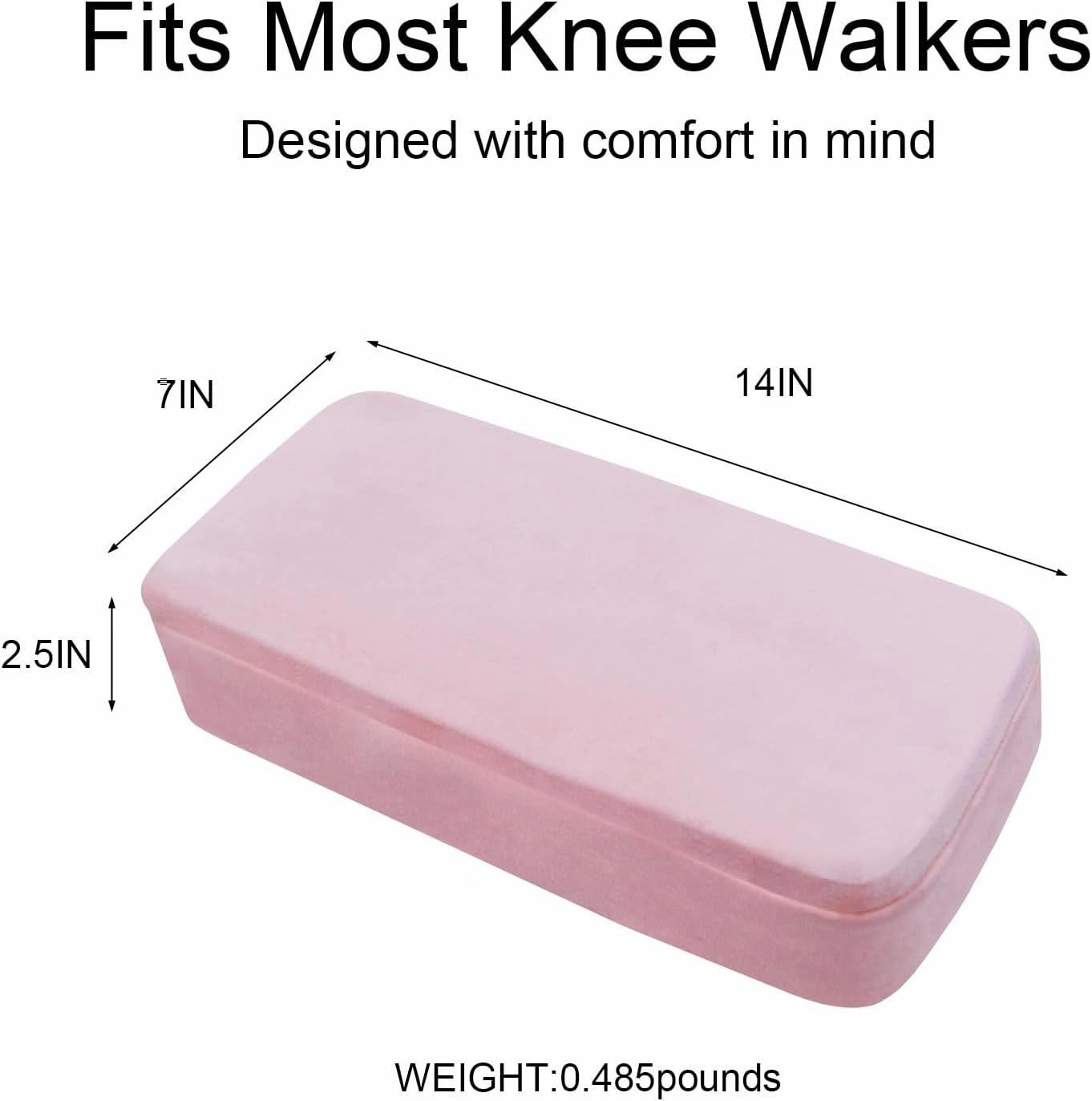 SPRING SEAON Knee Scooter Cushion - Universal Fit Knee Scooter Pad with Thick Memory Foam, Removable Pink Cover, Non-Slip Fabric for Adults