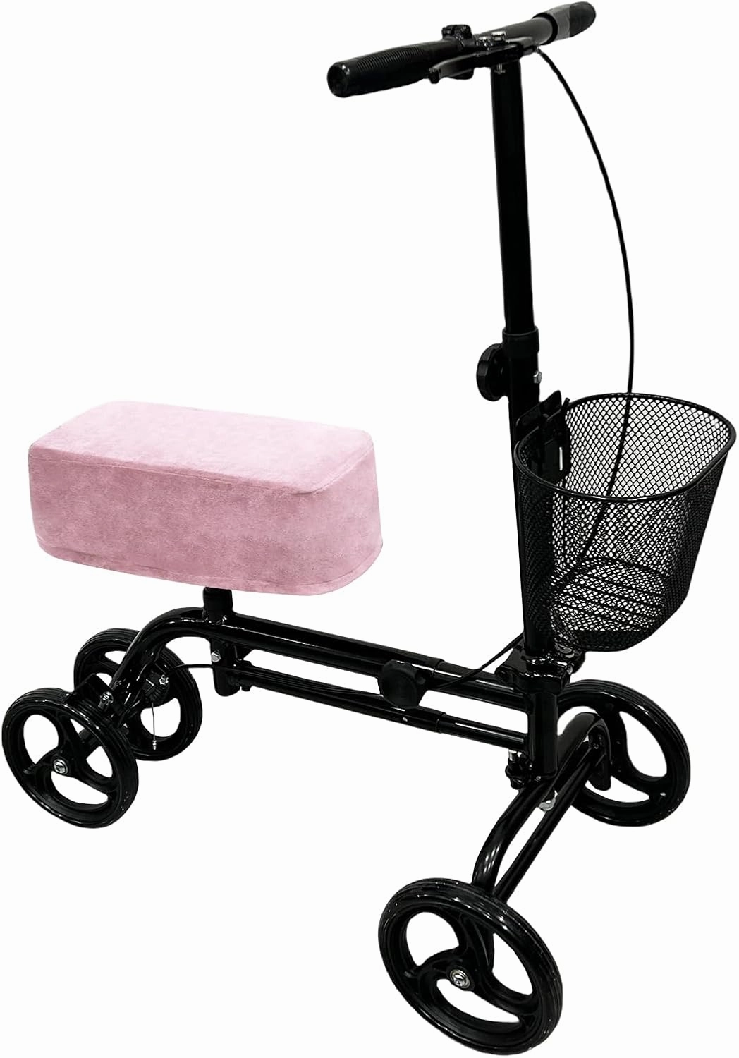 SPRING SEAON Knee Scooter Cushion - Universal Fit Knee Scooter Pad with Thick Memory Foam, Removable Pink Cover, Non-Slip Fabric for Adults