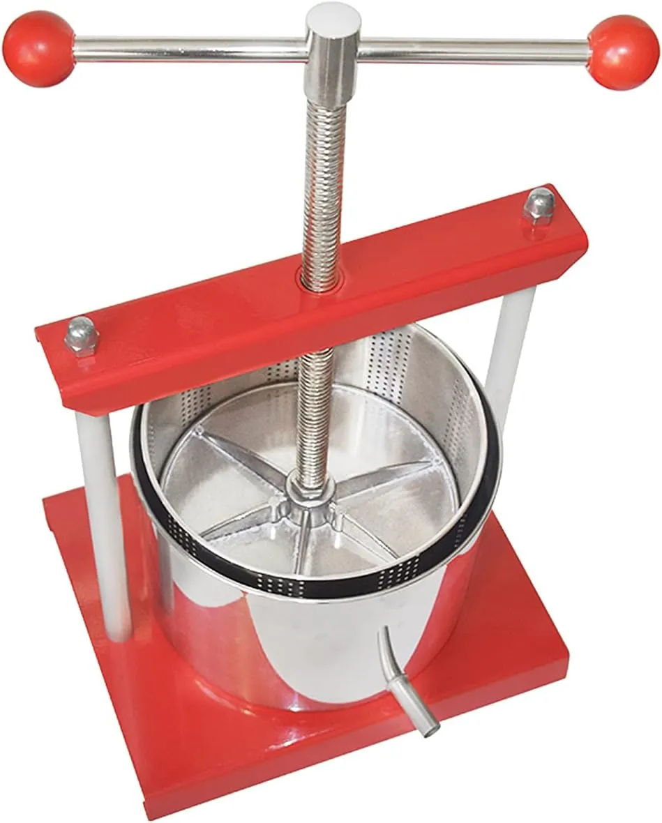 SQUEEZE master Cheese Tincture Herb Fruit Wine Manual Press -1.6Gallon/ 6 Litre-Power Ball Handle-Stainless Steel & Iron for Juice,Cider,Wine,Olive Oil