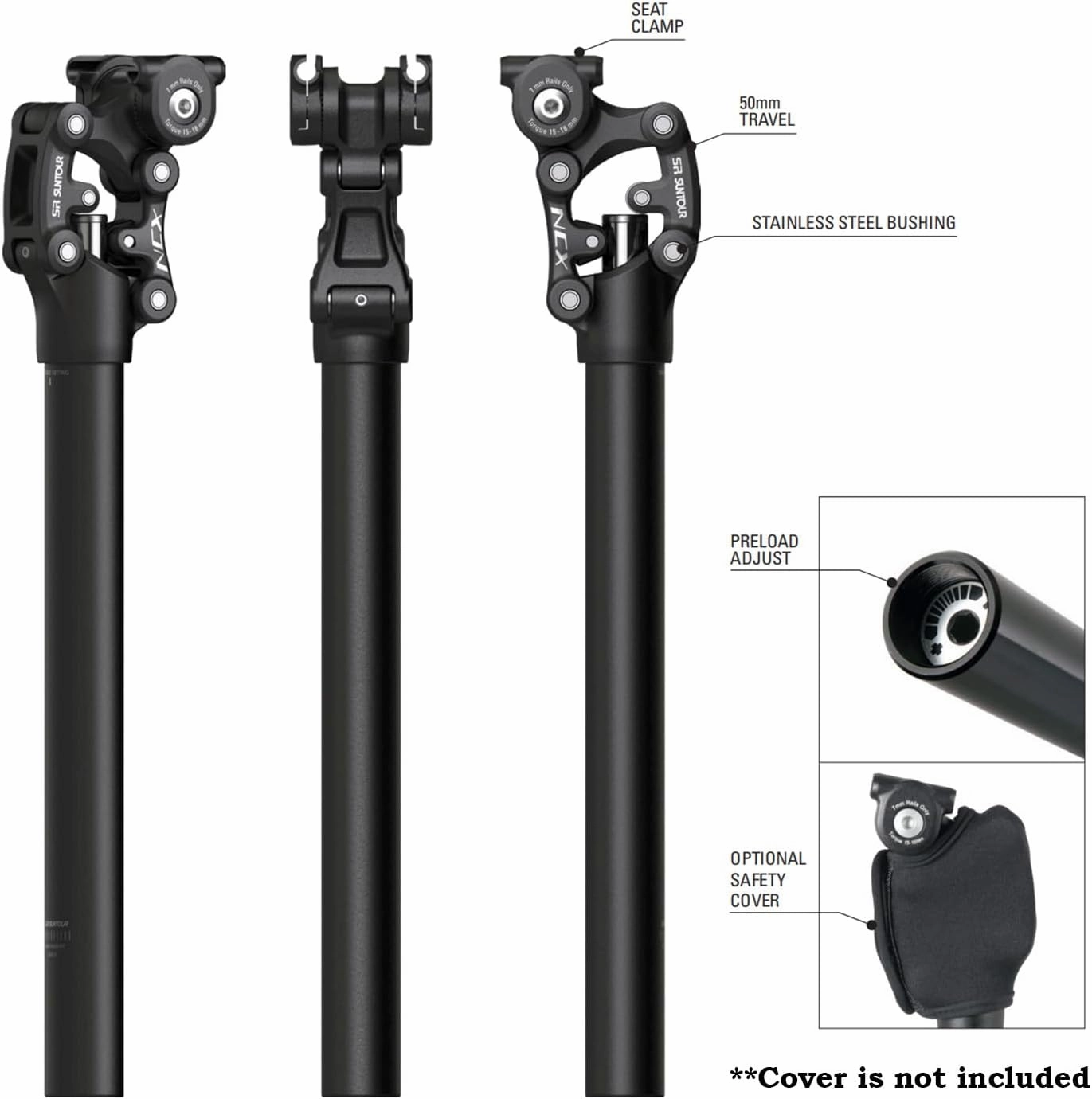 SR SUNTOUR NCX Suspension Seatpost SP12/SP25 - 350mm