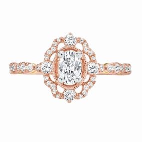 Ssjewel 1.30 Ct Truly Zac Posen Oval Cut Diamond Art Deco Solitaire Engagement Ring For Women 14K Rose Gold Plated 925 Sterling Silver Handmade Customized Promise Ring Gorgeous Gift For Her