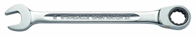 Stahlwille 40172424 Combination Ratchet Wrench, 15 Degree Ring End Angle with Bi Hex, Interchangeable, Chrome Alloy Steel, Chrome Plated, Size 24mm, 295mm Length