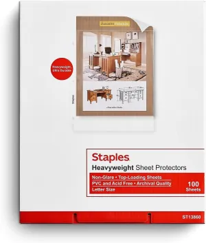 Staples Heavy Weight Sheet Protectors, 8.5-inch x 11-inch, Non-Glare, 300/Carton (ST13860-CCVS)