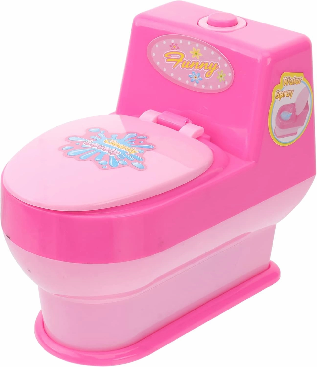 STOBOK 1Pc Toilet Toy, Miniature Commode Model Toy Pink Plastic Mini Toilet Electric Commode Pretend Play Portable Mini Simulation Bathroom Decoration, Battery Not Included, 11.5x7.2x10cm