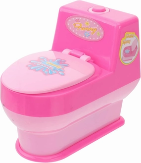 STOBOK 1Pc Toilet Toy, Miniature Commode Model Toy Pink Plastic Mini Toilet Electric Commode Pretend Play Portable Mini Simulation Bathroom Decoration, Battery Not Included, 11.5x7.2x10cm