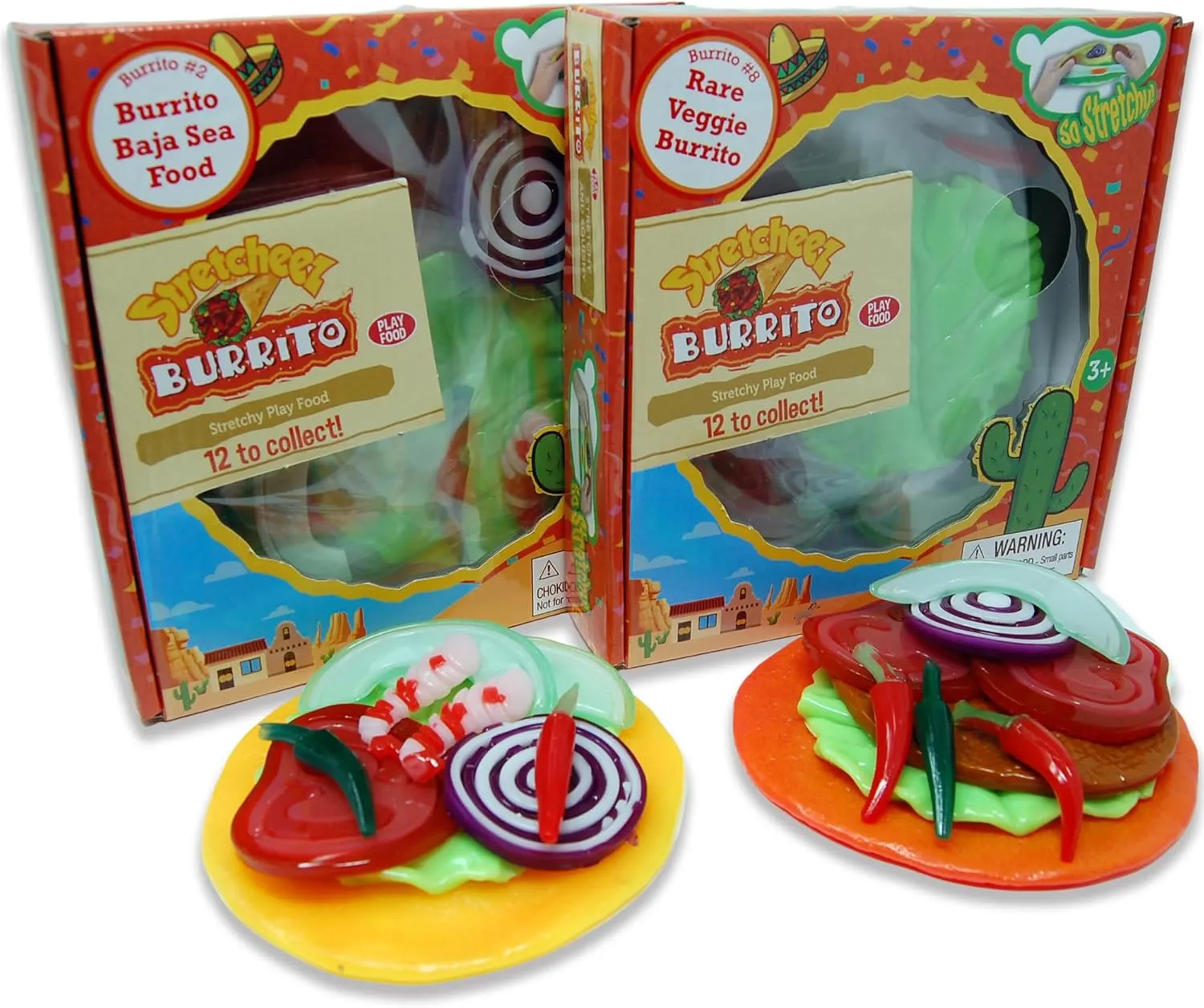 Stretcheez Burrito Two Pack - Play Food for Kids - Stretchy Pretend Food & Toppings - Mix & Match - Collect Them All - Works with Role Play Kitchens - Twelve Assorted Sets Available for Boys & Girls