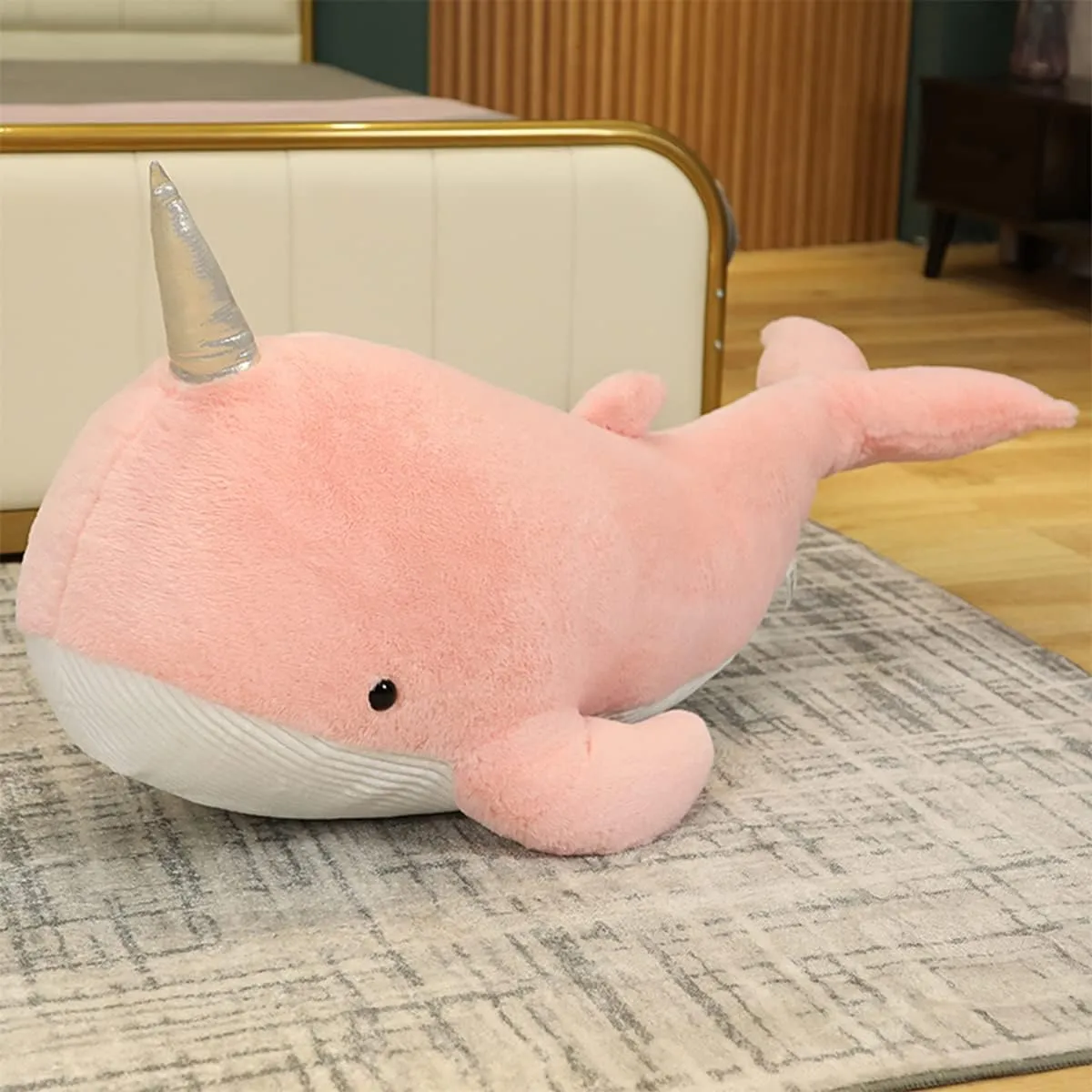 Stuffed Animal Narwhale Plush Pillow:Novelty Cute Soft Cuddle Pink Narwhale Hugging Fuzzy Toy Adorable Kawaii Sleeping Plushie Home Car Decor Gift for Girl Boy Kid Birthday Valentine Christmas 23.6in