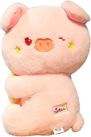 Stuffed Animal Pig Plush Pillow:Novelty Cute Soft Cuddle Piggy Hugging Doll Fuzzy Toy Adorable Kawaii Sleeping Plushie Bolster Home Car Decor Gift for Girls Boys Kids Birthday Valentine Christmas 12in