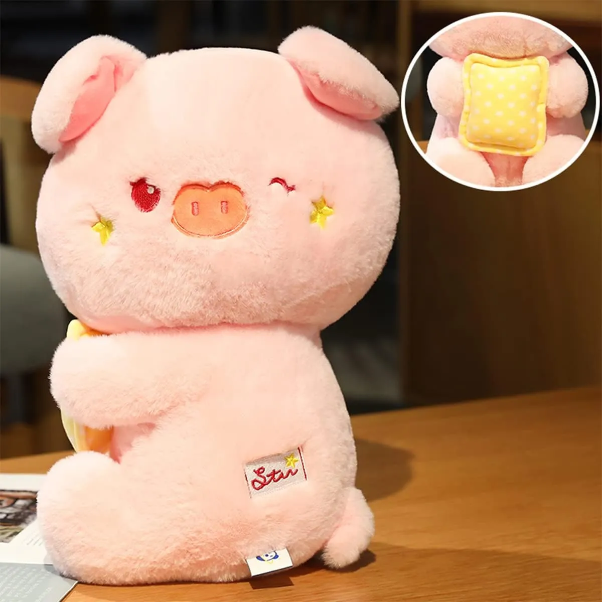 Stuffed Animal Pig Plush Pillow:Novelty Cute Soft Cuddle Piggy Hugging Doll Fuzzy Toy Adorable Kawaii Sleeping Plushie Bolster Home Car Decor Gift for Girls Boys Kids Birthday Valentine Christmas 12in