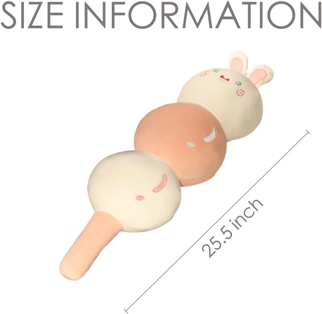 Stuffed Candy Animal Plush Pillow:Novelty Cute Soft Cuddle Bunny Sugarcoated Haws on A Stick Hugging Fuzzy Toy Kawaii Sleeping Plushie Home Decor Gift for Kids Girl Birthday Valentine Christmas 25.5in