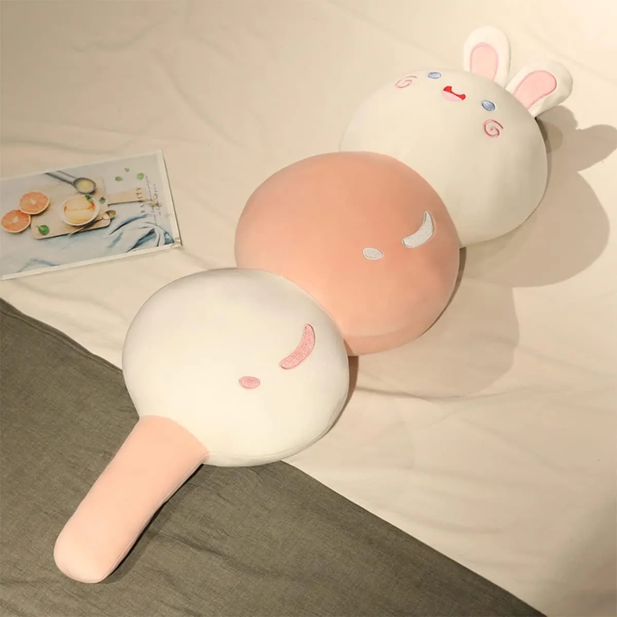 Stuffed Candy Animal Plush Pillow:Novelty Cute Soft Cuddle Bunny Sugarcoated Haws on A Stick Hugging Fuzzy Toy Kawaii Sleeping Plushie Home Decor Gift for Kids Girl Birthday Valentine Christmas 25.5in