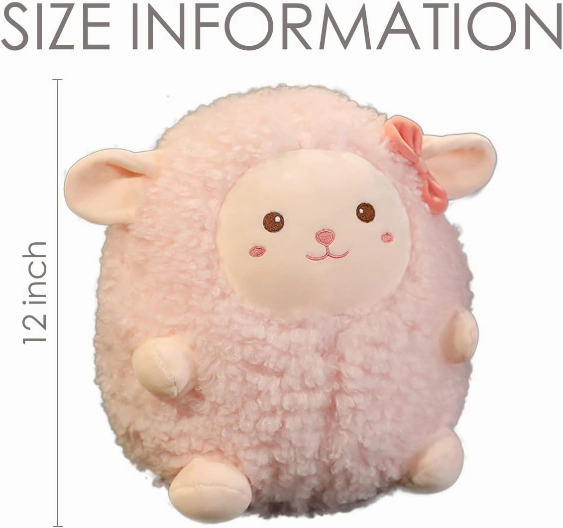 Stuffed Animal Sheep Plush Pillow:Novelty Cute Soft Cuddle Pink Lamb Hugging Doll Fuzzy Toy Adorable Kawaii Sleeping Plushie Home Car Decor Gift for Girls Boy Kids Birthday Valentine Christmas 12in