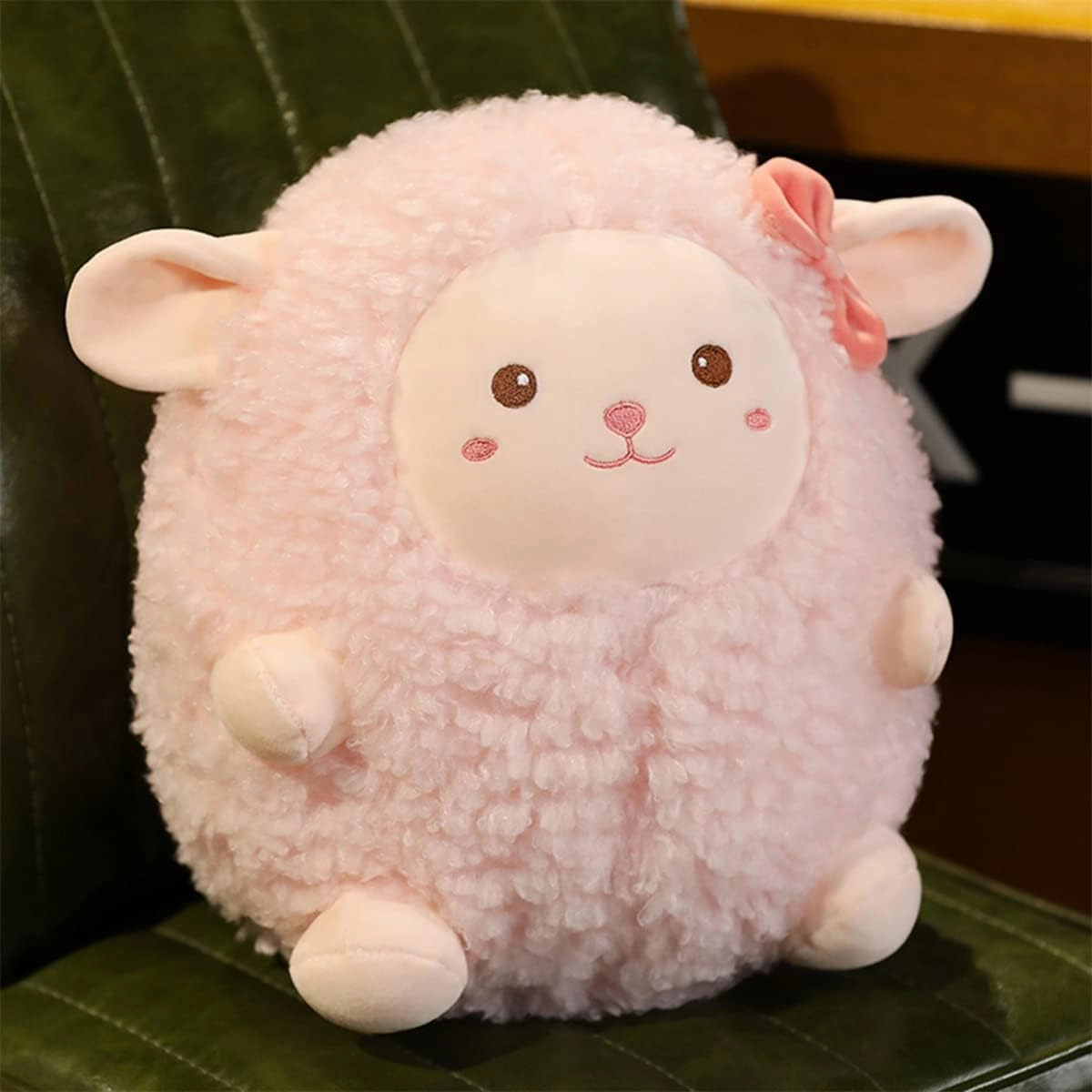 Stuffed Animal Sheep Plush Pillow:Novelty Cute Soft Cuddle Pink Lamb Hugging Doll Fuzzy Toy Adorable Kawaii Sleeping Plushie Home Car Decor Gift for Girls Boy Kids Birthday Valentine Christmas 12in