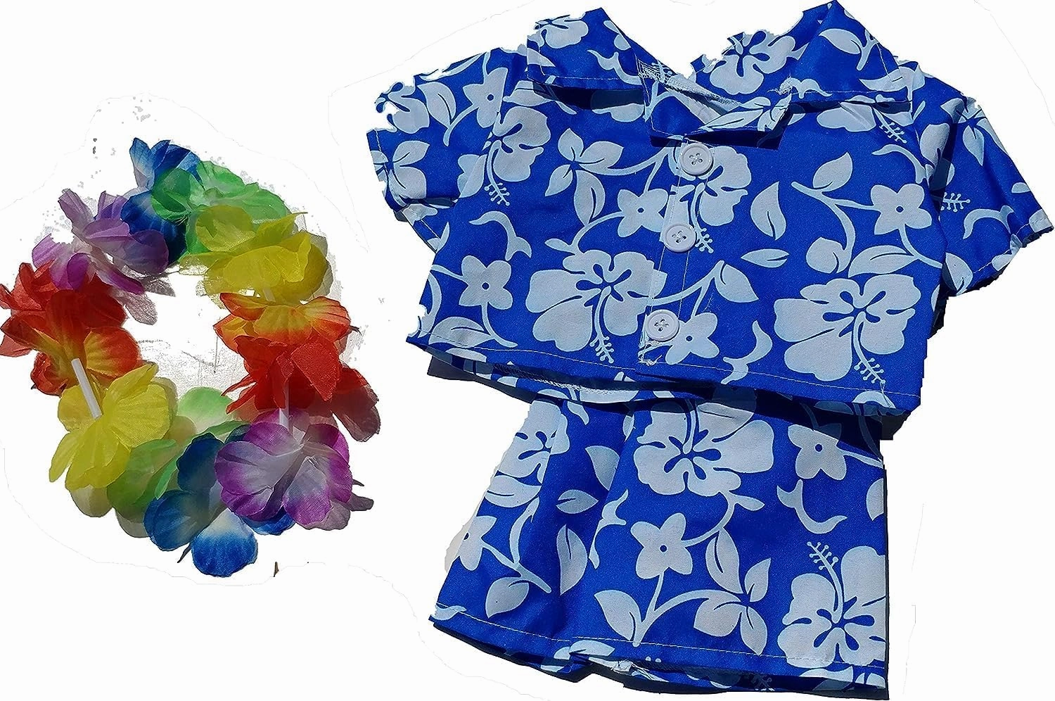 Stuffed Toys Hawaiian Boy with Flower Lei Outfit - Teddy Bear Clothes Fits Most 14"-18" Soft Toys - Beach Dress-Up , Ideal Summer Gift for Your Buddy!