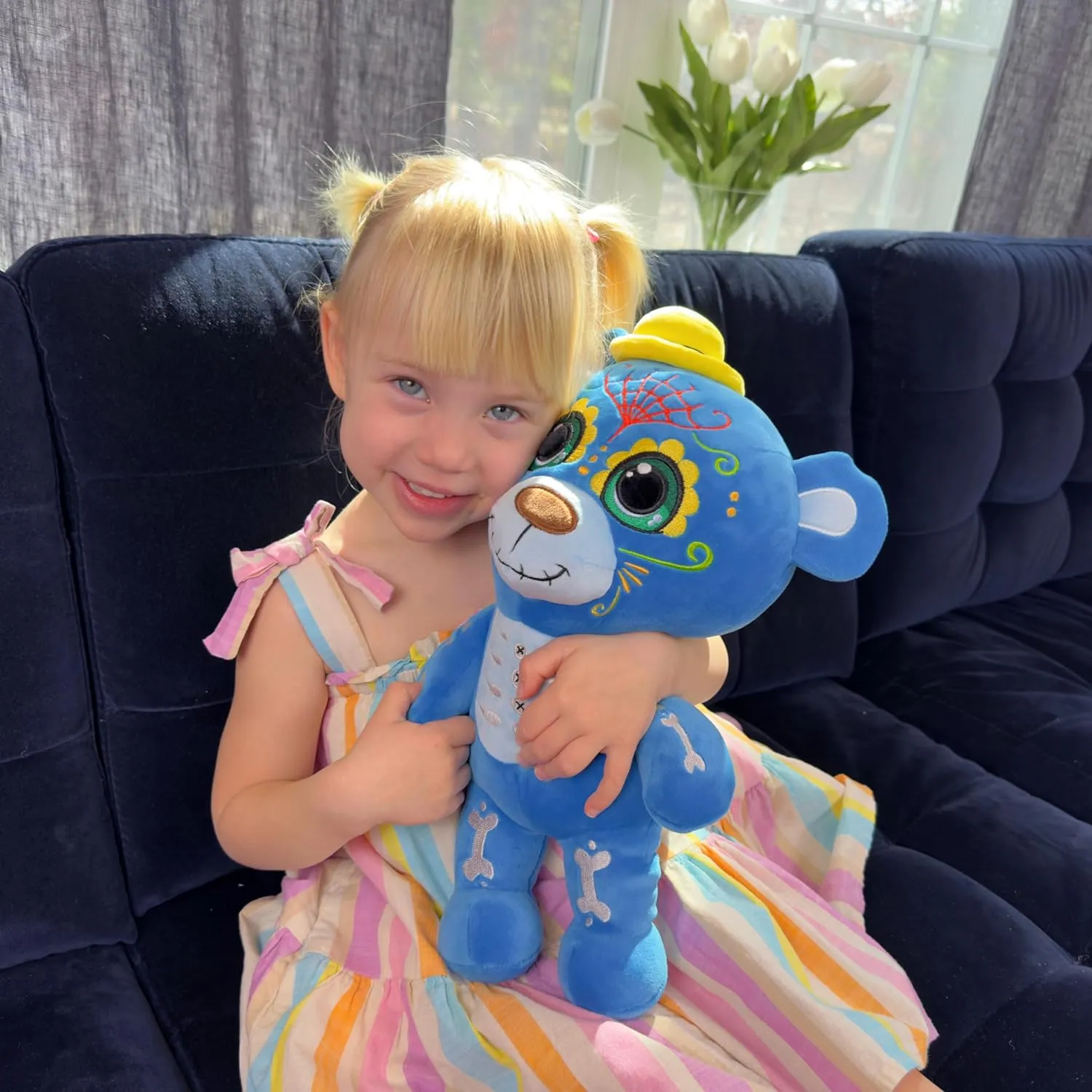 Sugar Skull Teddy Bear (Mystic Blue)