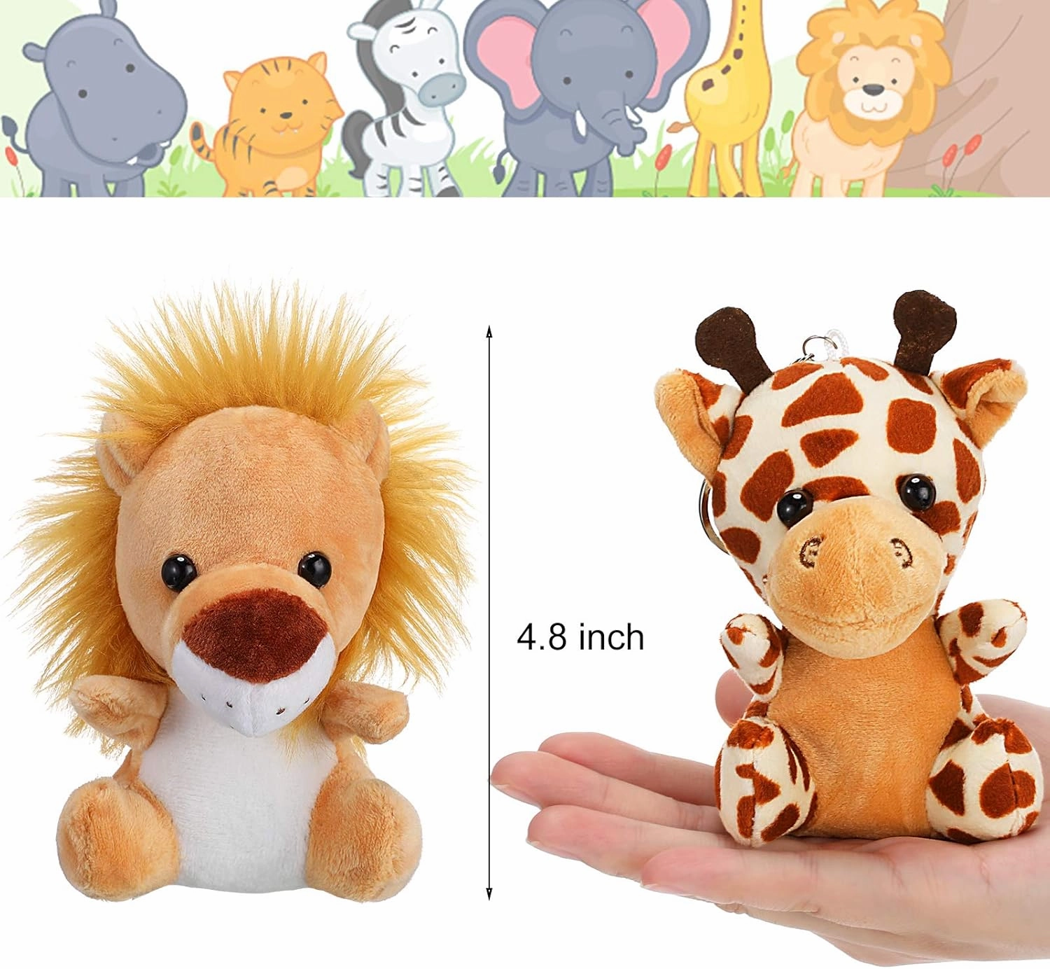 Sumind 12 Pieces Mini Stuffed Forest Animals Jungle Animal Plush Toys 4.8 Inch Cute Elephant Lion Giraffe Tiger Plush for Animal Themed Parties Achievement(Sitting)