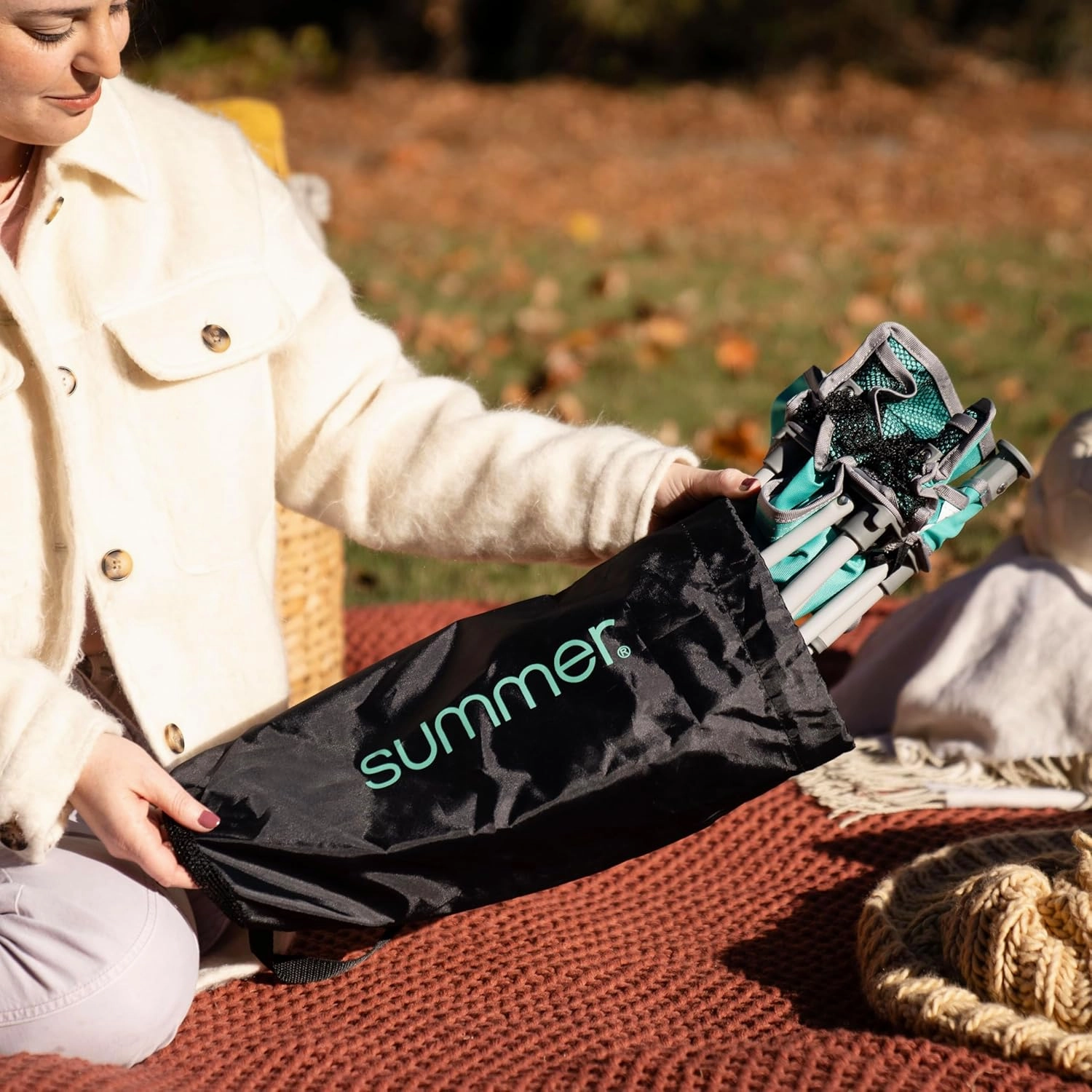 Summer by Bright Starts Pop 'N Sit Portable Booster Chair, Floor Seat, Indoor/Outdoor Use, Compact Fold, Teal, 6 Mos - 3 Yrs