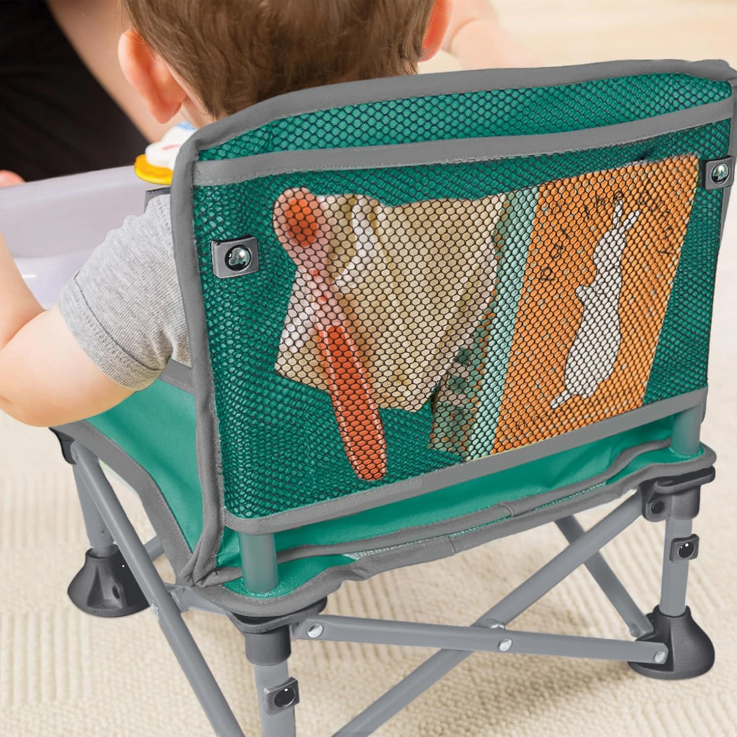 Summer by Bright Starts Pop 'N Sit Portable Booster Chair, Floor Seat, Indoor/Outdoor Use, Compact Fold, Teal, 6 Mos - 3 Yrs