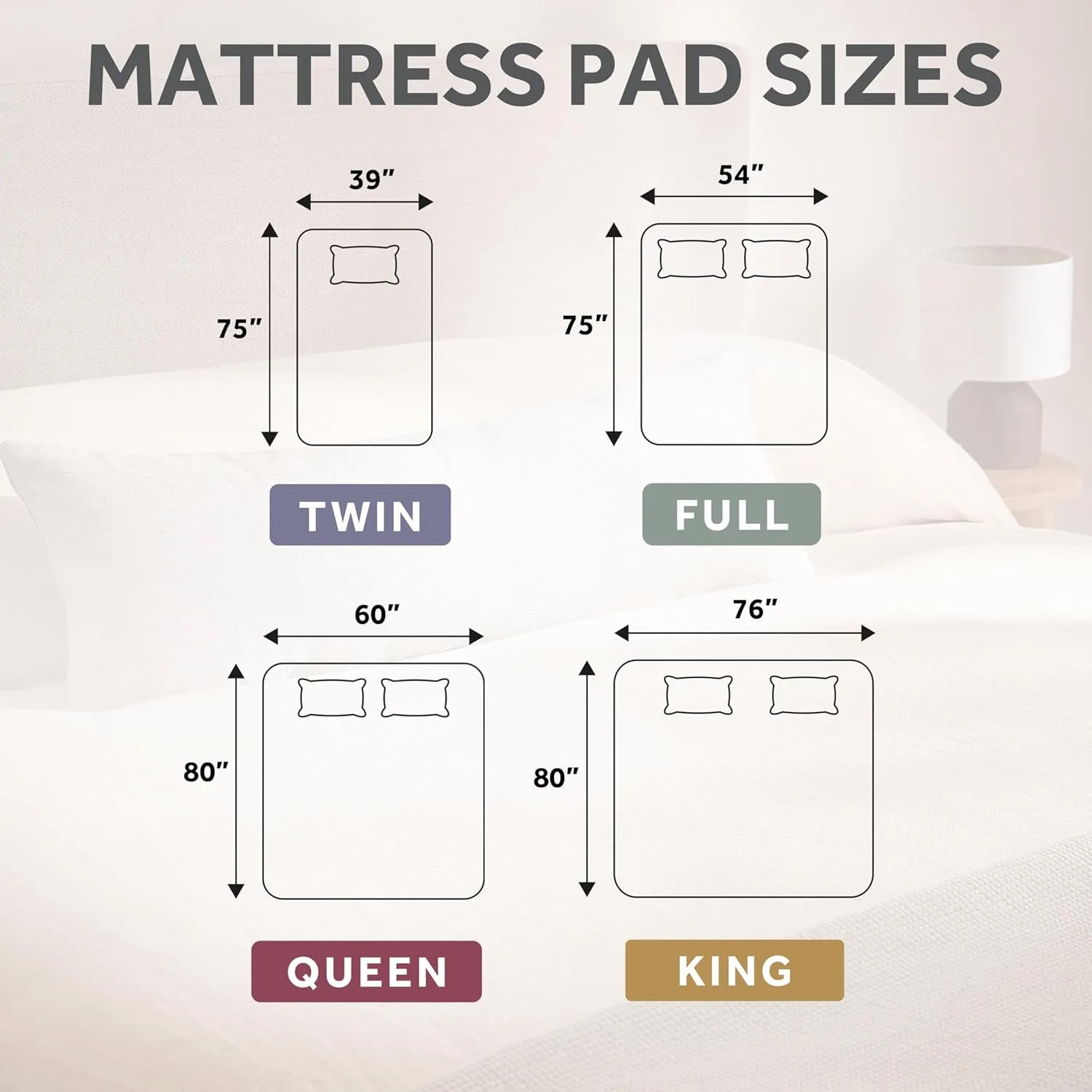 Sunbeam Electric Restful Quilted Heated Mattress Pad, 12 Heat Settings, 12-Hour Selectable Auto Shut-Off, Fast Heating, Warming Bed, Soft Extra-Cozy Fabric, Twin, 39" x 75"
