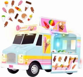 Sunny Days Entertainment, LLC. Maxx Action 12” Ice Cream Food Truck. Lights and Sound, Includes 16 Pieces with Miniature Food, Imaginative Food Play for Girls and Boys 3 